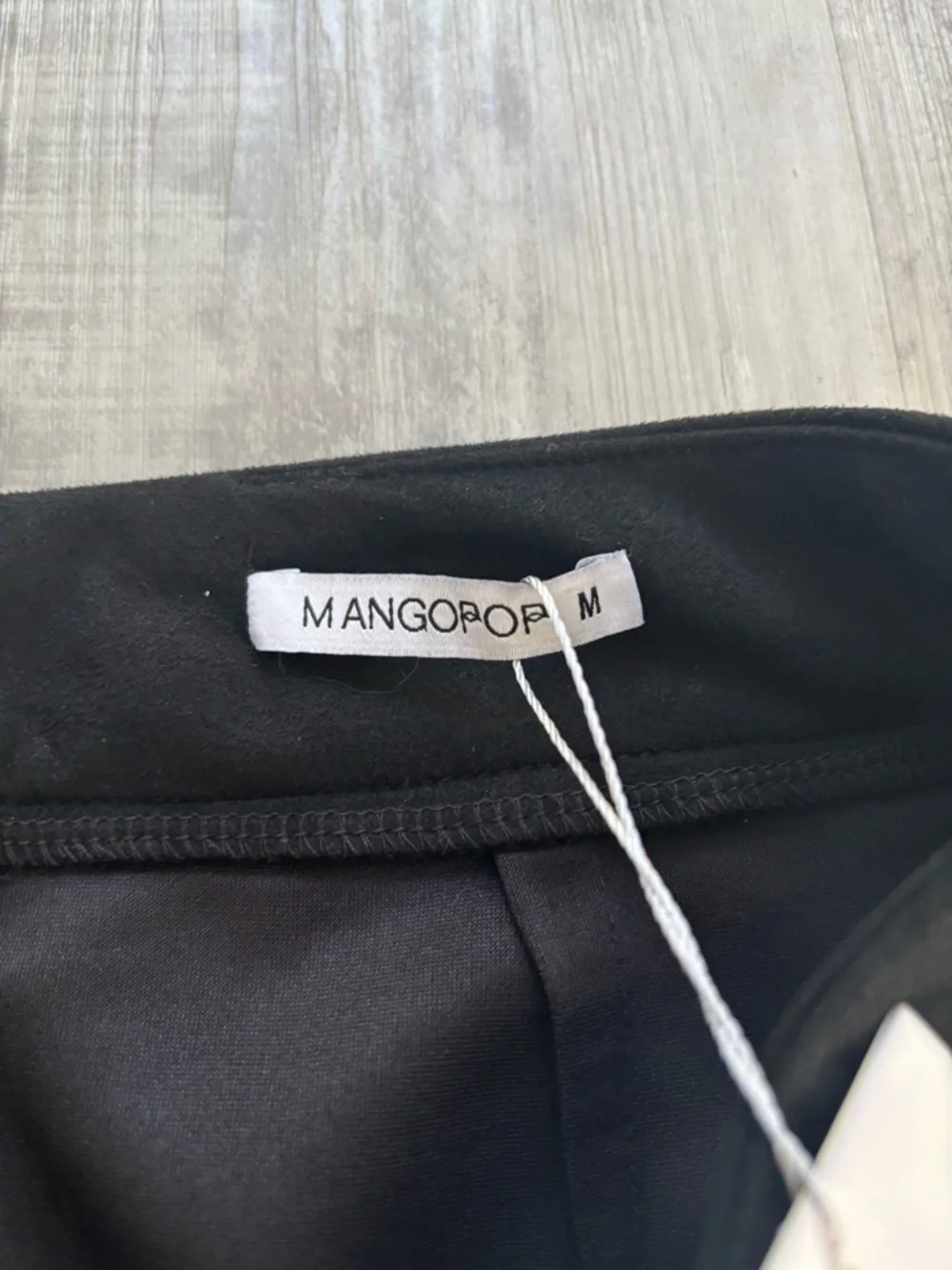 Mangopop Black Faux Suede Mini Skirt‎ with Panel Detailing